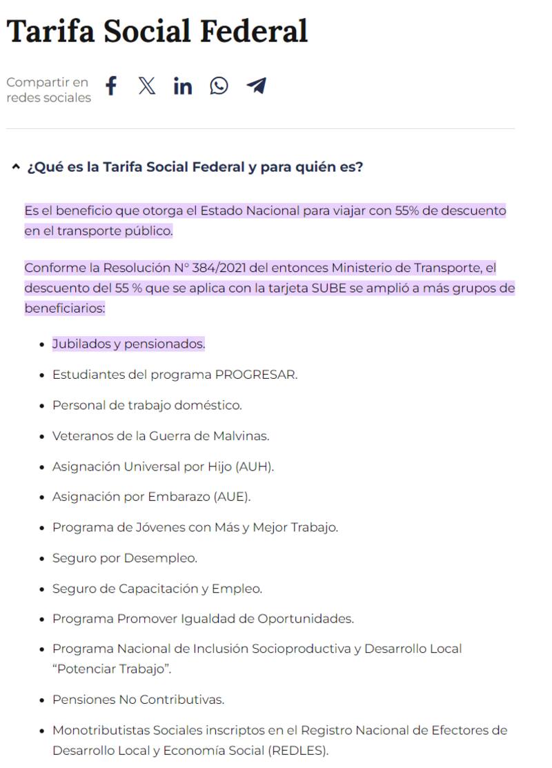 Los grupos alcanzados por el beneficio Tarifa Social para viajar en colectivos del AMBA con descuento