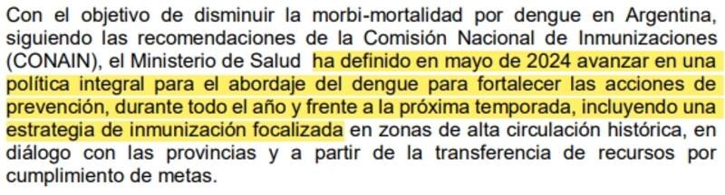 La política de combate al Dengue incluye "inmunización focalizada"