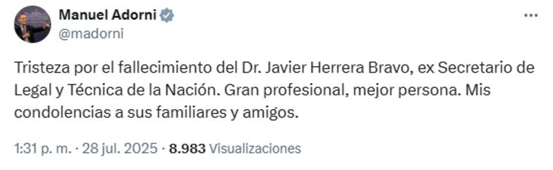 La despedida en redes de Adorni a Herrera Bravo.