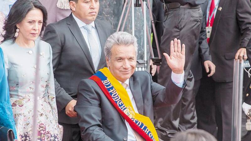Lenín Moreno, el presidente de Ecuador, el día que asumió al poder en Quito, Ecuador