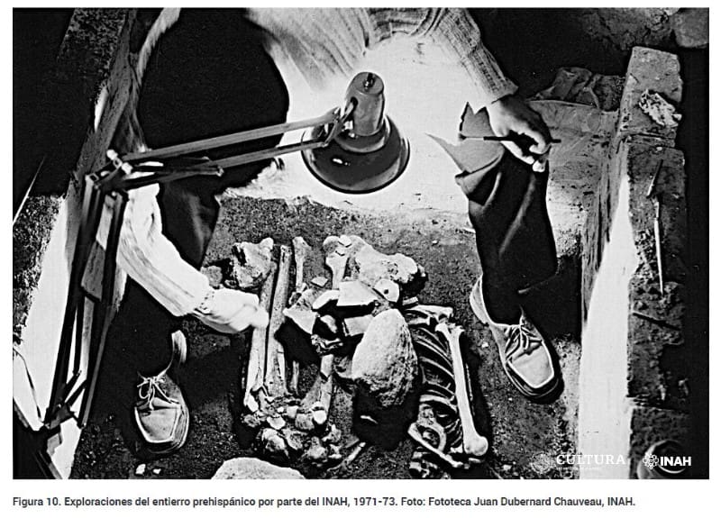 Pruebas del hallazgo preshispánico. Fuente: INAH.