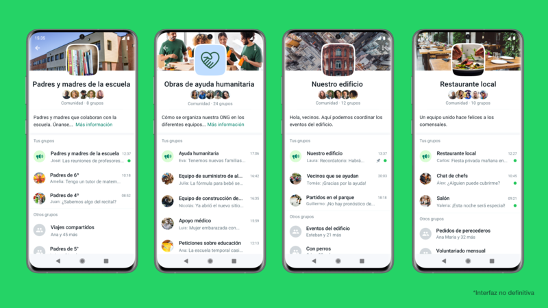 Así lucirán las nuevas Comunidades de WhatsApp.