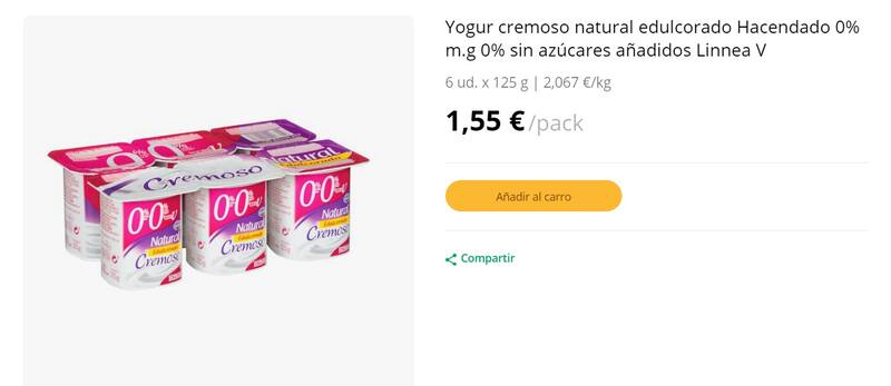 Este es el mejor yogur de Mercadona según la OCU. (Foto: www.mercadona.es).