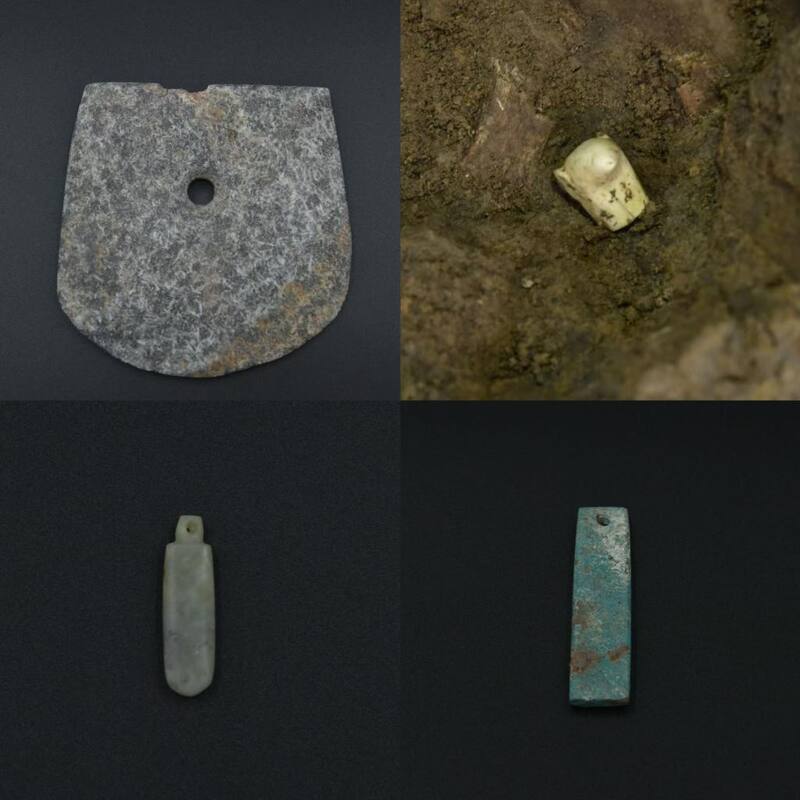 Variedad de elementos encontrados en el sitio de excavación.