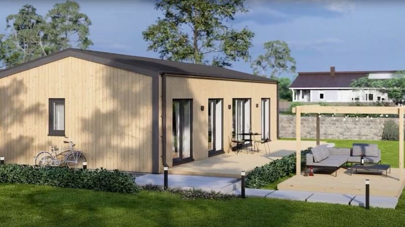 Imagen de lado de la casa prefabricada "Nicole", de Pineca. (Gentileza Pineca)