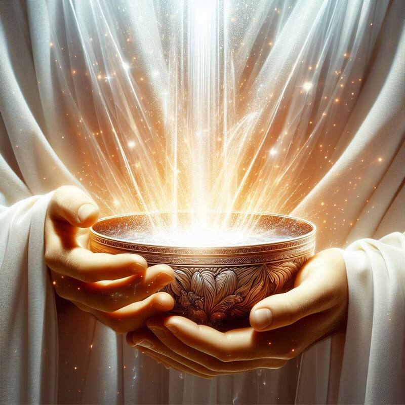 Agua bendita de Dios. Fuente: Bing AI.