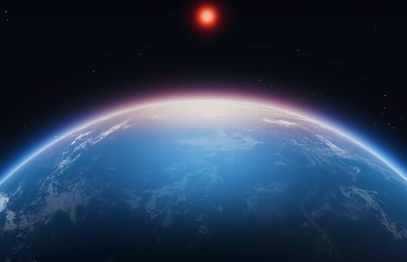 Representación del exoplaneta K2-18b hecha por la Universidad de Cambridge.