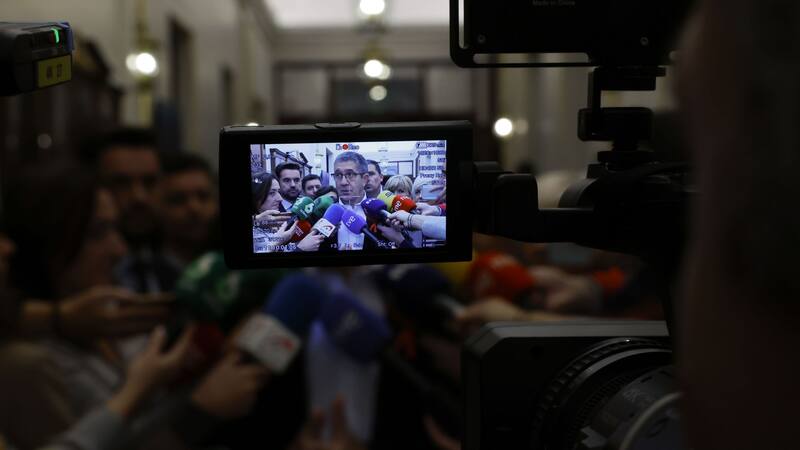 El portavoz del PSOE, Patxi López, este viernes en el Congreso de los Diputados en Madrid.