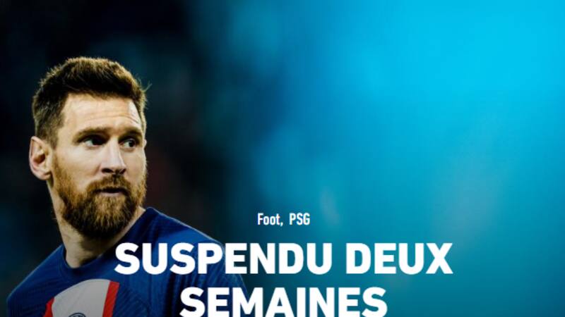 La tapa con la que L'Equipe, el diario deportivo más importante de Francia, titula la suspensión de Lionel Messi.