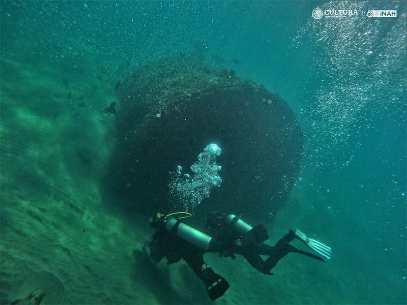 Descubrimiento en el fondo del mar. Fuente: INAH.