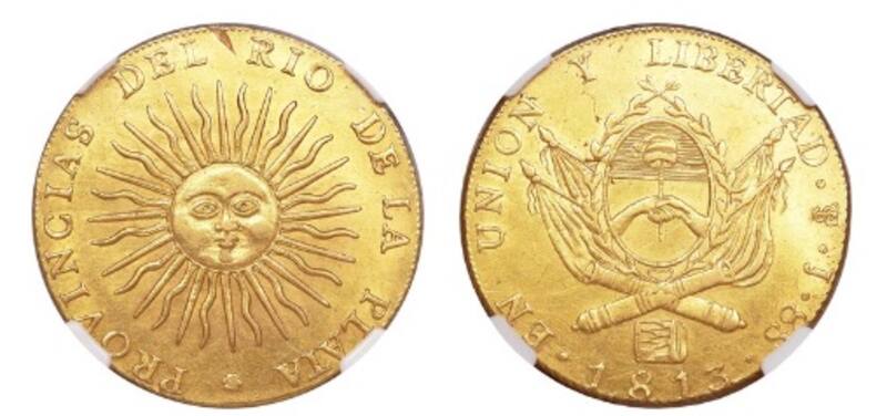 La moneda de 8 escudos de 1813 por la que pagaron más de u$s 150.000. (Fuente: es.numista.com)