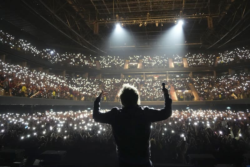 Milei durante el "show" en el Movistar Arena.
