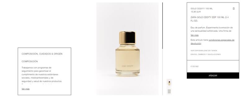 El perfume Gold Oddity de Zara. (Foto: zara.com)