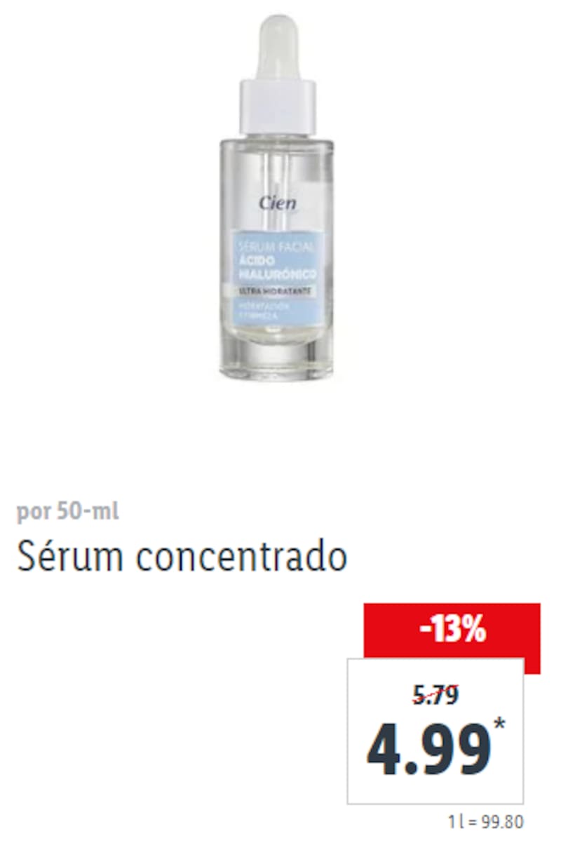 La fórmula ultra hidratante de este sérum es perfecta para combatir la sequedad y el envejecimiento prematuro de la piel. (Foto: lidl.es)