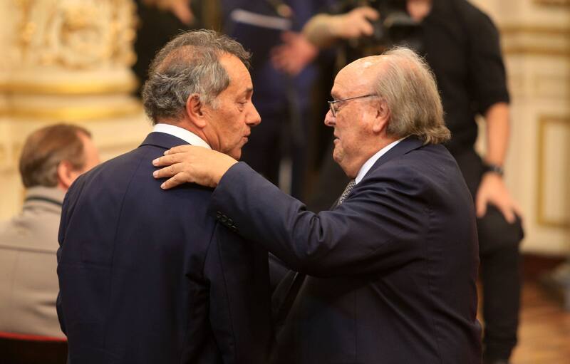 Scioli junto a sus sucesor en Producción, José Ignacio de Mendiguren