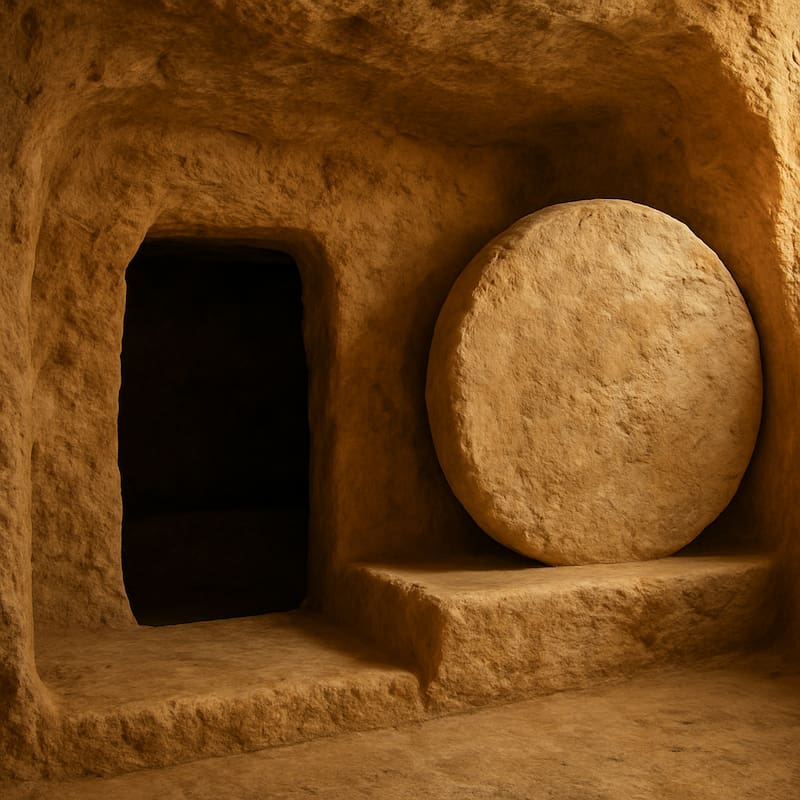 Ilustración de la tumba de Jesús según la IA. Fuente: ChatGPT.