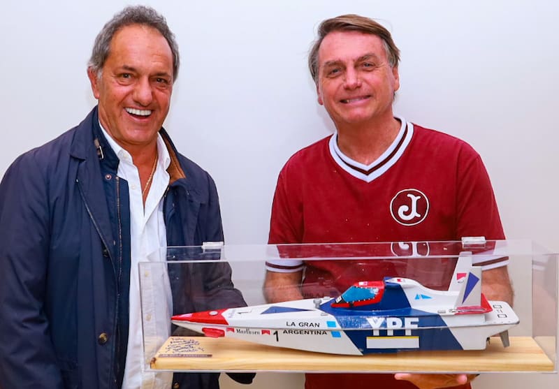 Scioli y el ex presidente de Brasil, Jair Bolsonaro