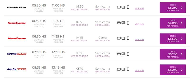 Pasajes de micro desde Retiro hasta Colón.