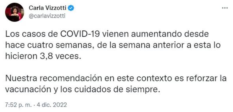 Los tuits de Carla Vizzotti.