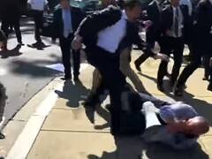 Batalla campal entre guardaespaldas de Erdogan y manifestantes kurdos en Washington