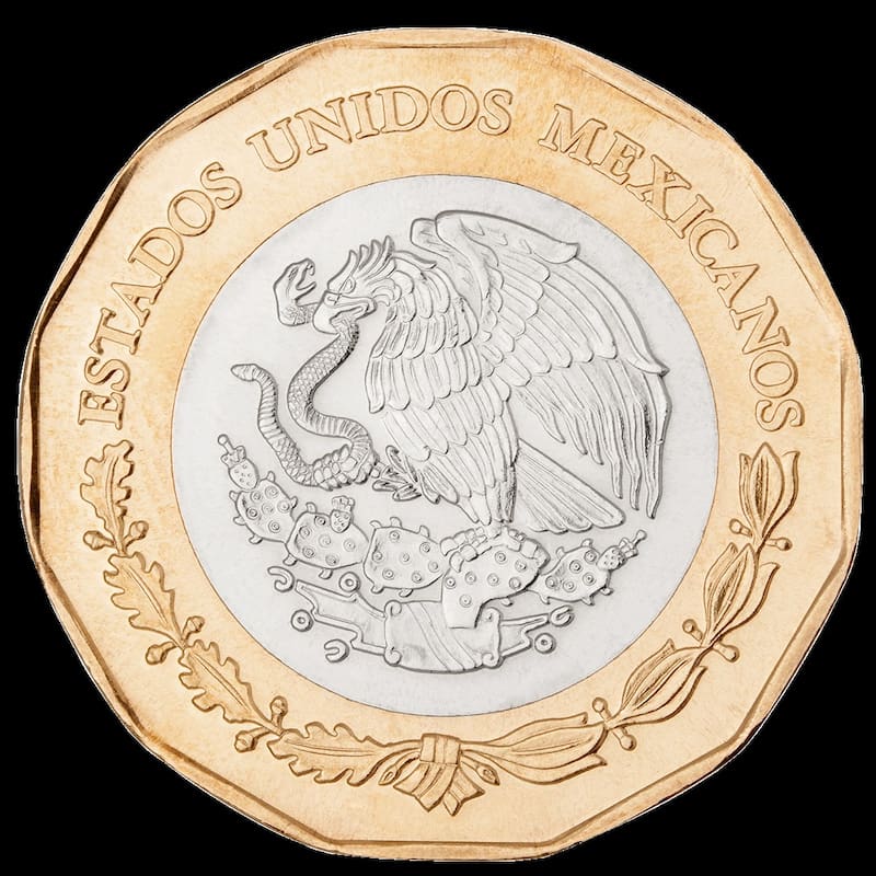 Así luce el anverso de la moneda conmemorativa de 20 pesos por la que piden hasta 2 millones de pesos. Foto: Gentileza Banxico.