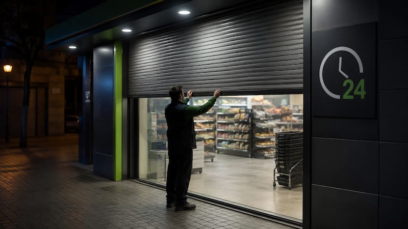 Adiós a los supermercados 24 horas: suspenden nuevas licencias por una nueva normativa del Gobierno. Fuente: IA.