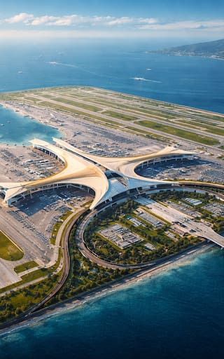 Construyen el aeropuerto flotante más grande del mundo: recibirá 80 millones de pasajeros al año y es orgullo del país