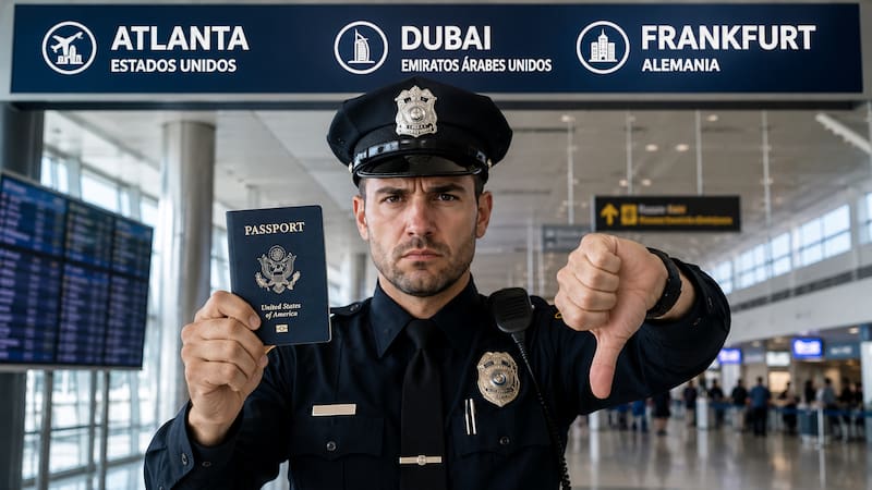 Confirmado | Los aeropuertos de Atlanta, Dubai y Frankfurt bloquearán el ingreso y la salida al territorio a los extranjeros que posterguen la renovación del pasaporte. (Representación creada con IA)