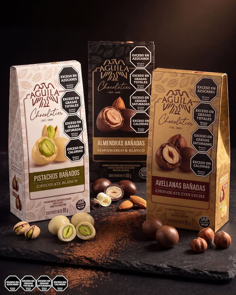 Águila lanzó frutos secos cubiertos de chocolate, bombones rellenos y cajas surtidas.