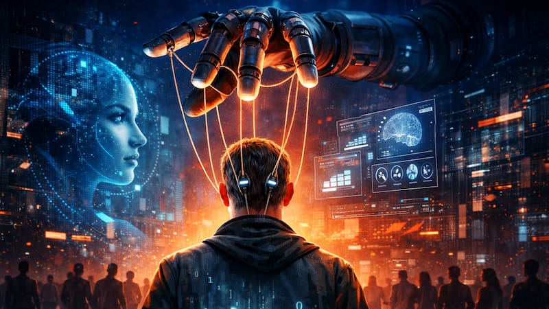 ¿Libre albedrío? IA para condicionar y manipular (Fuente: Imagen ilustrativa generada con ChatGPT)