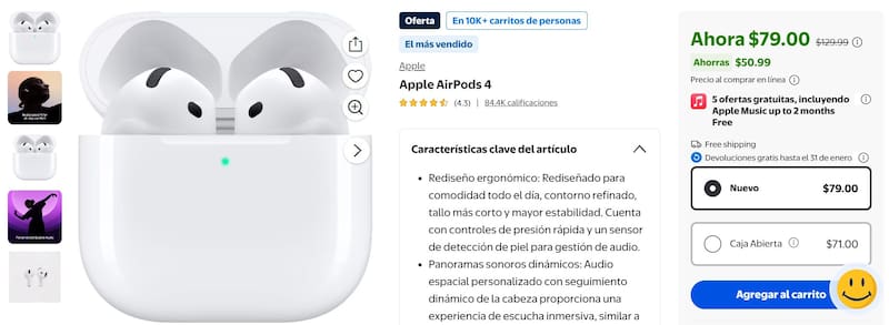 El descuento combina un menor costo con características como audio espacial personalizado, chip H2, resistencia IP54 y hasta 30 horas de batería con la funda.