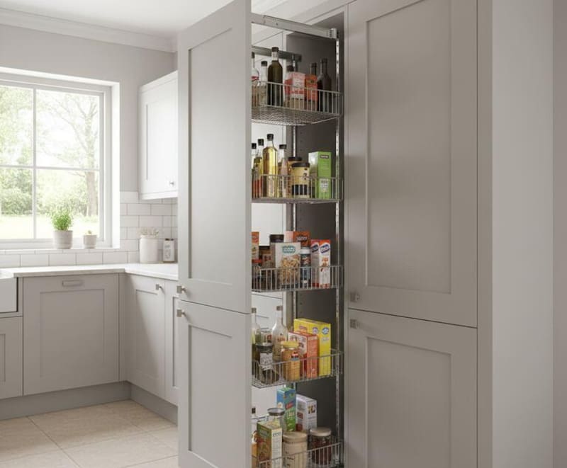La gran protagonista de esta transformación es la despensa moderna, acompañada por módulos verticales. Imagen: archivo.