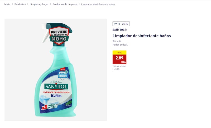 El limpiador desinfectante de baños que ofrece Aldi por 2,89 euros.