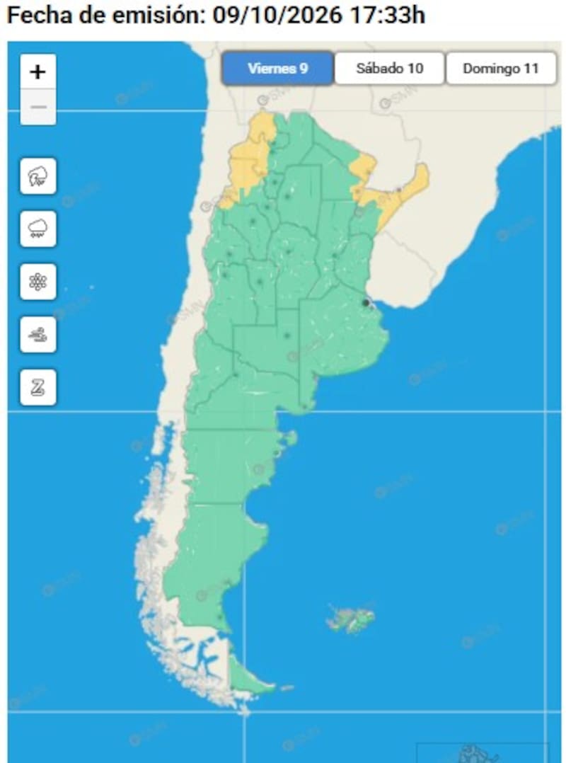 Alerta amarilla por fuertes ráfagas de viento en 4 provincias: estas son las zonas afectadas este viernes 9 de octubre.