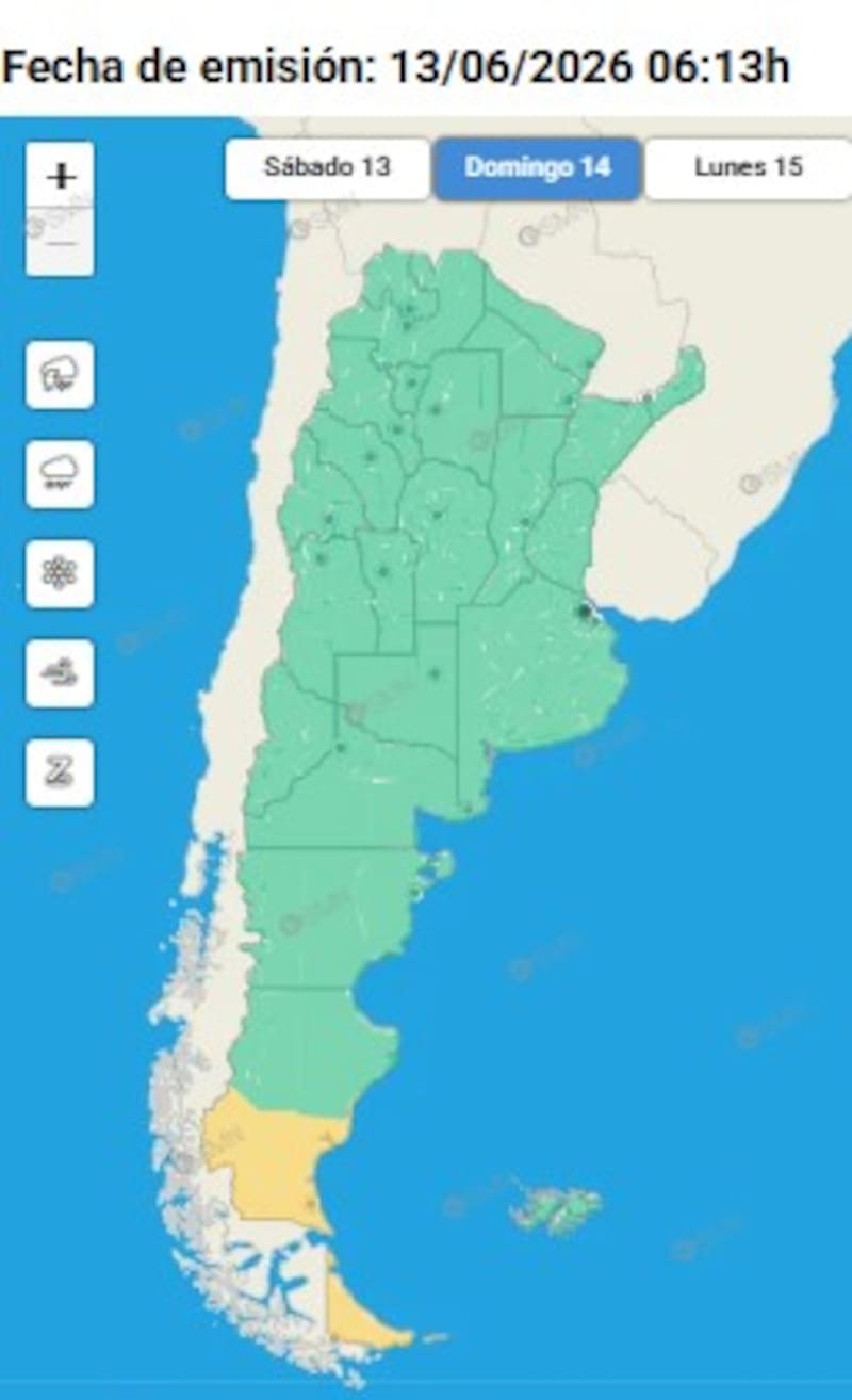 Las alertas amarillas para este sábado 13 de junio.