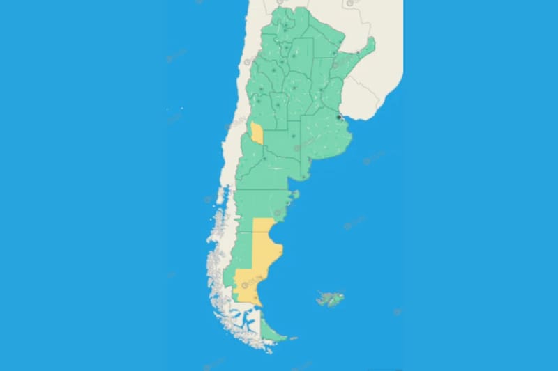 El SMN emitió una alerta amarilla por tormentas en Mendoza, Chubut y Santa Cruz.