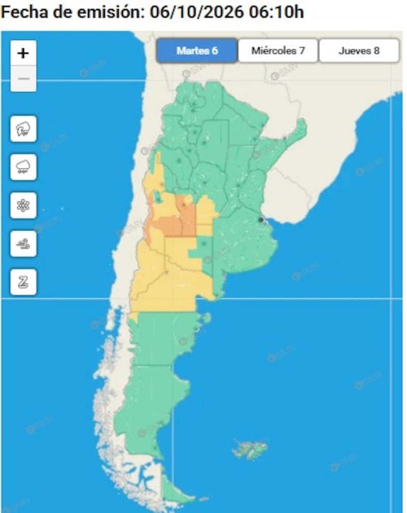 Alerta naranja por nevadas y tormentas en Mendoza: estas son las zonas afectadas este martes 6 de octubre.