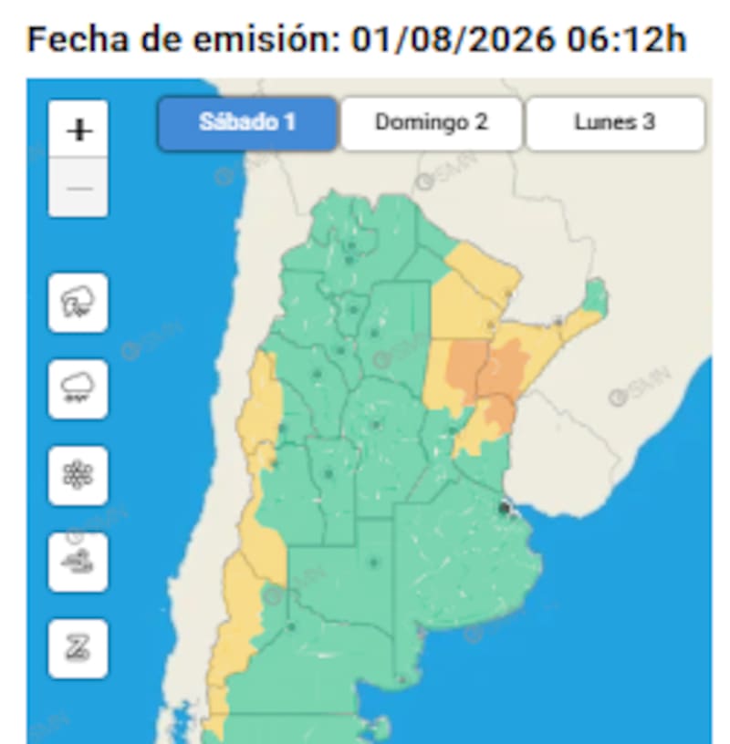 Los alertas meteorológicos del sábado 1 de agosto.