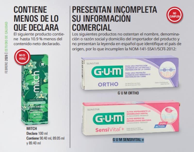 Algunas de las pastas de dientes que fueron desaprobadas según el último análisis publicado por la PROFECO. (Foto: Archivo).