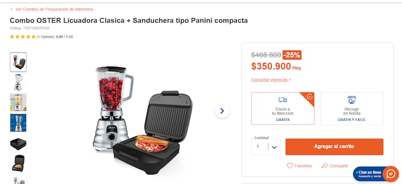 Alkosto ofrece el combo Oster ideal para tus comidas con 25% de descuento y envío gratis.