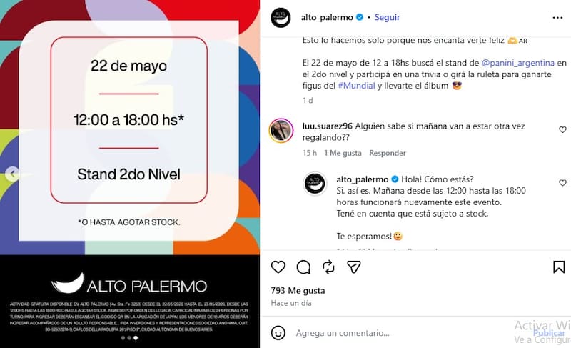 Regalarán figuritas y álbumes del Mundial 2026 hasta agotar stock en el Alto Palermo Shopping.