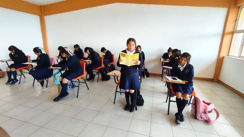 Alumnos en las escuelas del Estado de Guerrero: niños y niñas estudiando en México.