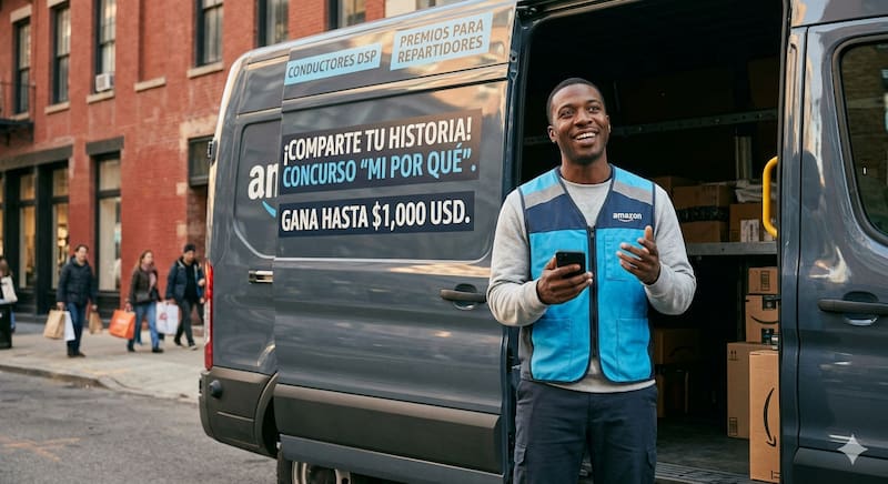 Amazon lanza concurso para repartidores y ofrece hasta 1,000 USD por contar su experiencia de trabajo.
