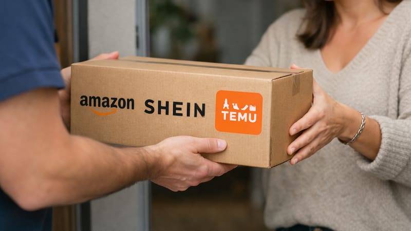 Paquetes de Amazon, Shein y Temu, plataformas alcanzadas por el nuevo límite de exención del IVA en Colombia.