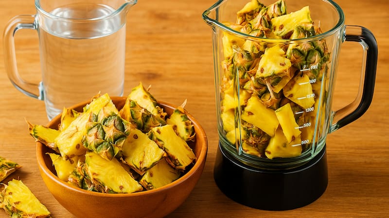 Licuar cáscara de ananá y agua: por qué recomiendan hacerlo y para qué sirve. Fuente: ChatGPT Imagen ilustrativa.
