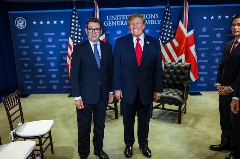 Andy Burnham y el presidente norteamericano Donald Trump abordaron la situación de las Islas Malvinas en su reunión en Nueva York (Fuente: Casa Blanca).