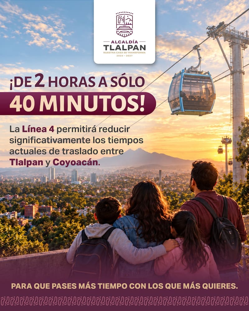 Obras de la Línea 4 del Cablebús. Se proyecta que para diciembre del 2027 se terminen las obras de contrcucción de la Línea 4 del Cablebús.