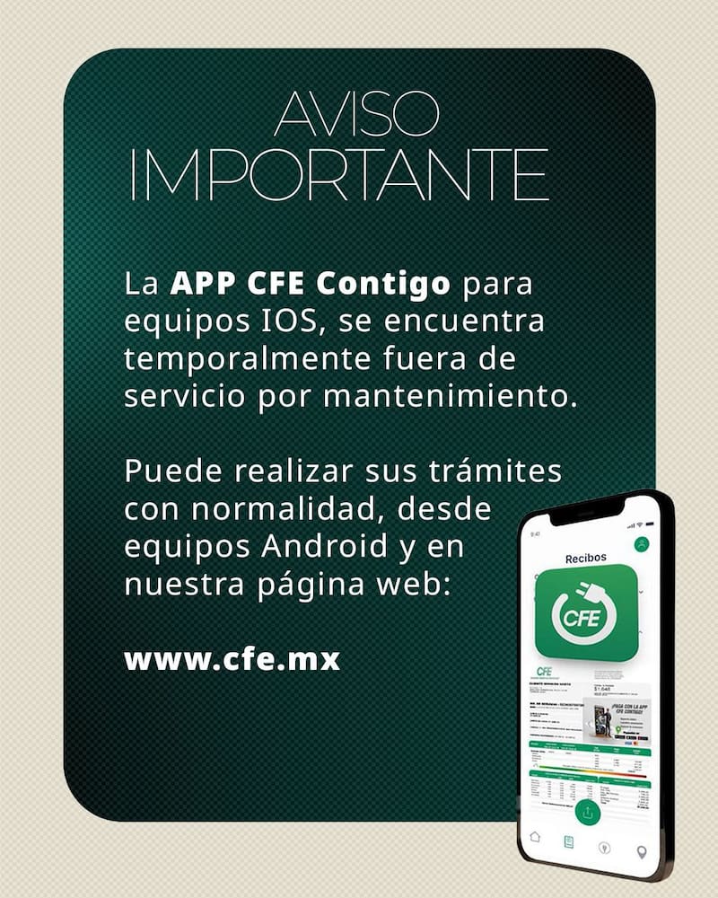“No puedo acceder a la app y vía web tampoco me deja… no puedo hacer el pago por ningún otro lado! Y en el cajero automático me es imposible acercarme”, agregó otro usuario de la CFE.