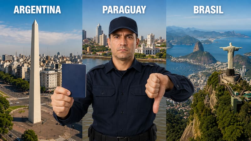Es un hecho | Argentina, Paraguay y Brasil pueden impedir el ingreso por tierra a extranjeros que no presenten un documento de viaje válido. (Representación creada con IA)