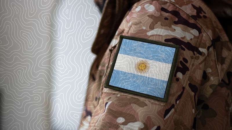 Argentina Soldier. Soldier with flag Argentina, Argentina flag on a military uniform. Camouflage clothing
